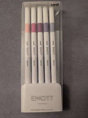 Uni Uniball Emott Ever Fine No. 7 Set Water-based Pen 5 Colors Set New - Image 1 of 2