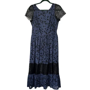 Mystic Kleid Damen groß blau schwarz Blumen Witchy Gothic Spitze dunkel romantisch - Bild 1 von 11