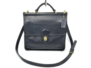 1990's Vintage COACH Willis Station Bag 9927 Satchel Shoulder Bag Navy Blue - Picture 1 of 16