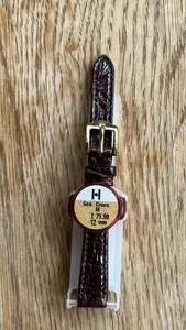 GENUINE Hirsch CROCO BROWN Leather Strap Band 12mm Gold Buckle NOS - Picture 1 of 3
