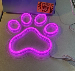 Dog PINK Paw Print Neon Sign NEW - Picture 1 of 6