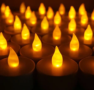 60 X Flicking AMBER Mood Color Flameless Led Lights Candle Tea Light Candles - Picture 1 of 3
