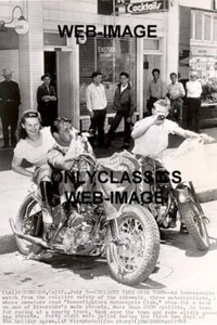1948 MOTORCYCLE MAYHEM WILD ONES GANG 8X12 PHOTO BOOZEFIGHTERS CLUB RIVERSIDE CA - Picture 1 of 1