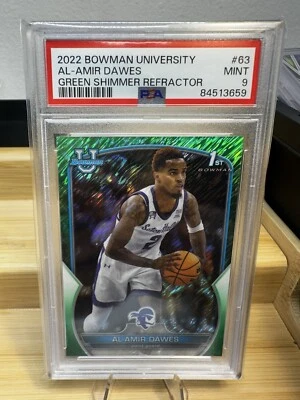 PSA 9 43/99 Al-Amir Dawes Green Shimmer 2022-23 Bowman University Chrome - Image 1 of 3
