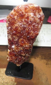 LG POLISHED DARK CITRINE CRYSTAL CLUSTER GEODE  BRAZIL CATHEDRAL W/ STEEL  BASE  - Picture 1 of 5