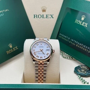Rolex Datejust 31 NEW 2025 White Roman Dial Two Tone Rose Gold Smooth Jubilee - Picture 1 of 8