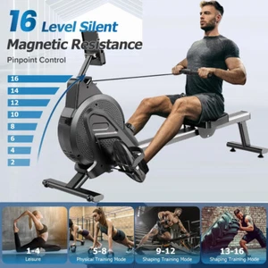350 LBS Magnetic Rowing Machine Rower Exercise Cardio Adjusting Resistance - Picture 1 of 11