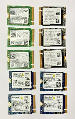 LOT OF 10 - OEM Mixed Brand 128GB M.2 2230 NVMe Internal Solid State Drives SSDs