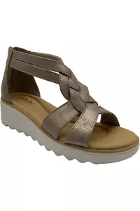 Clarks Collection Woven Strap Wedges Jillian Bright Metallic - Picture 1 of 3