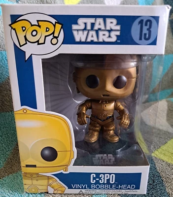 C-3PO Pop 13 - Star Wars Funko Pop! Винил - 1-й выпуск 2012 синяя коробка большой шрифт - Изображение 1 из 4