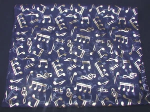 Clave de agudos y notas musicales bufanda reversible azul marino dorado/plateado - Imagen 1 de 1