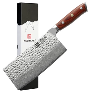 KEEMAKE 7 Pollici Coltello Cinese Cleaver Affilato Acciaio Damasco Coltello da Taglio Chef - Foto 1 di 11