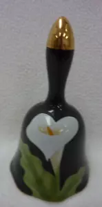 VINTAGE OTAGIRI OMC PORCELAIN CALLA LILY FLOWER DINNER BELL 1980s - Picture 1 of 6