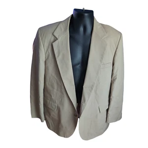 Haggar Sport coat Size 44 Tan Beige Vented Blazer Two Buttons - Picture 1 of 8
