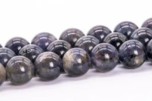 7-8MM Genuine Natural Blue Purple Iolite Beads Grade A+ Round Loose Beads - Picture 1 of 4