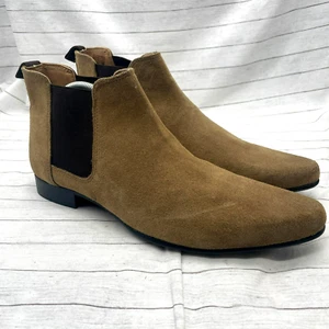 ASOS Mens Chelsea Ankle Boots Brown Size 11 Suede Slip On Elastic Sides - Picture 1 of 11