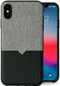 Funda protectora contra caídas de tela Evutec iPhone X/Xs de lona/cuero negro + montaje gratuito - Imagen 1 de 5