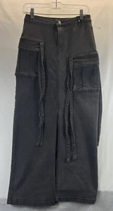 Akira NWT Dark Gray Modern High Waisted Long Maxi Denim Skirt Women's Size Small - Picture 1 of 17