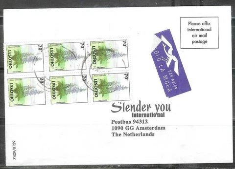 Lesotho 1997 Postal history, mailed to Netherlands Cover