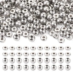 200Pcs Solid Round Flat Round Stainless Steel Spacer Beads Jewelry Making 6x6mm - Picture 1 of 8