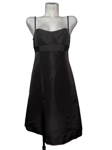J. Crew Dress 12 Brown 100% Silk Taffeta Spaghetti Strap A-line Rear Zip Lined - Picture 1 of 7