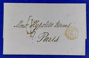 1852 Malta to Paris via Marseille Stamp less Letter + Malta MLC-1b CDS+ Wax Seal - Picture 1 of 6