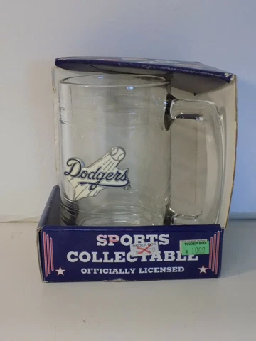 MLB Los Angeles Dodgers Large Beer Glass w/ Pewter Logo Emblem Cover