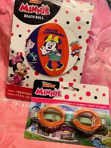 Lot of Minnie Mouse Swim Goggles & 13.5 inch Beach Ball Swimming Play Ages 3+ - Picture 1 of 6