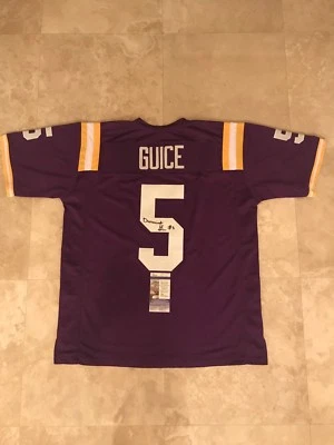 DERRIUS GUICE LSU Tigers SIGNED Custom Stitched Jersey JSA SD30759 - Image 1 of 4