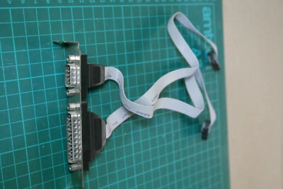 serial port DB9 DB25 COM RS-232 male ribbon cable bracket PC motherboards - Image 1 of 3