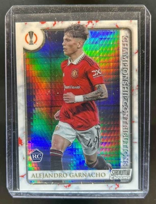 2022 Stadium Club Chrome UEFA Alejandro Garnacho RC Prism Refractor #/199 - Image 1 of 2