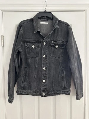 Pacsun Black Jean Denim Jacket Zipper front Unisex Medium 090233 - Image 1 of 4