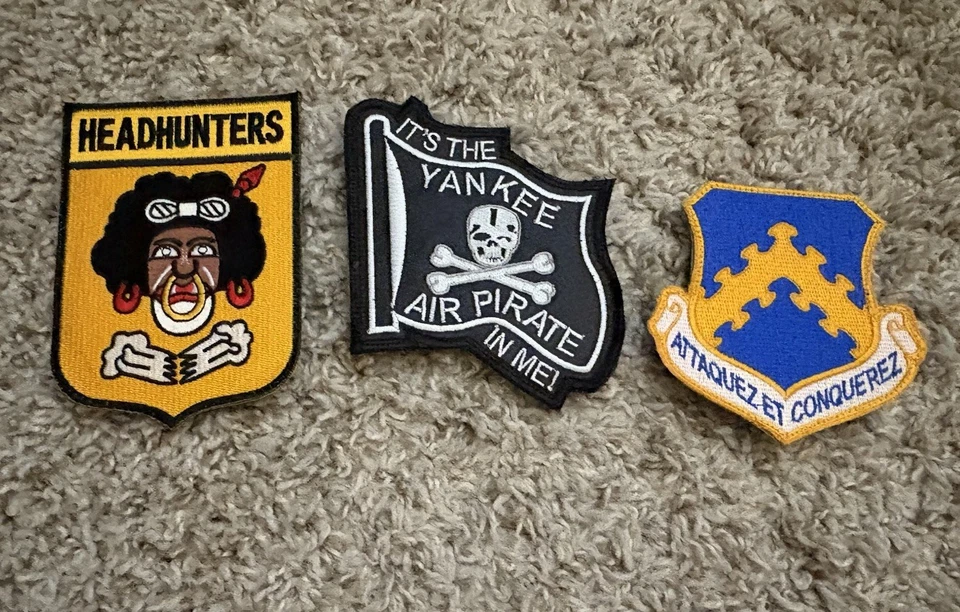 Lot of 3 USAF Patches  80th FS / 8th FW / Yankee Air Pirate ~all w/ Hook Loop - Image 1 of 2