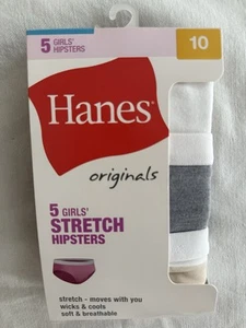 NEW Hanes Hipsters Underwear Girl Size 10 Panties 5 Pack Hanes Panties Hipsters - Picture 1 of 5