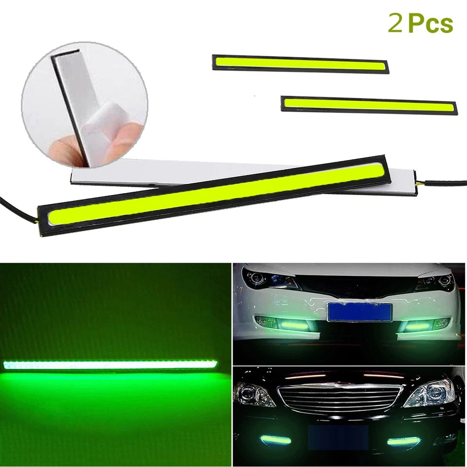 2x COB LED DRL Daytime Running Light Car Auto Fog Driving Lamp 17cm 12V Green - Image 1 of 4
