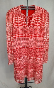 LOFT Neu mit Etikett rot Herz gepunktet Volant Kleid Bindeband Ausschnitt Langarm Damen XL gefüttert - Bild 1 von 11