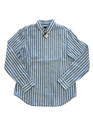 CLUB MONACO Men’s Slim Fit White Blue Striped Button Down Shirt NEW - Image 1 of 4