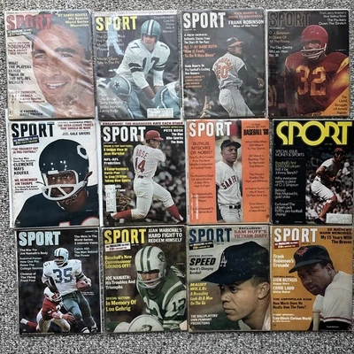 Lote de 12 revistas deportivas vintage años 60 - OJ Simpson, Pete Rose, Frank Robinson WOW Foto 1 de 4