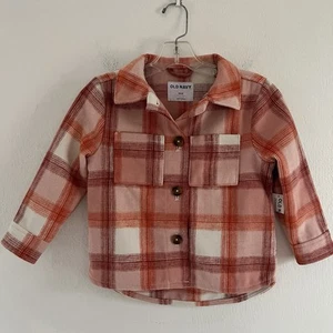 Old Navy Girls Plaid Soft-Brushed Utility Shacket Plaid Size XS (5) NWT - Picture 1 of 5