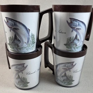 4 tazzine da caffè vintage in plastica Flambeau Salmon Chinook - Foto 1 di 2