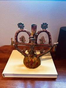 VTG Mexican Pottery Folk Art Tree of Life Aurelio Flores Flowers Birds 11” x 11” - Picture 1 of 15