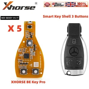 5× XHORSE VVDI BE Key Pro Improved Version +3 Buttons Smart Key Shell For Benz - Picture 1 of 14