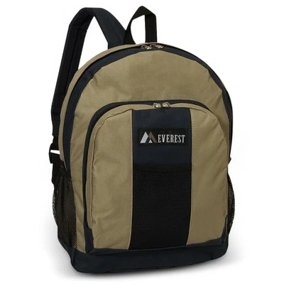 Everest Backpack BAGw/ Front & Side Pockets Canvas 600D Poly Khaki / Navy BP2072 - Imagem 1 de 3