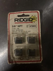 Ridgid 37865 Manual Threader Pipe & Bolt Dies - 3/8" NPT - Alloy RH New - Picture 1 of 1