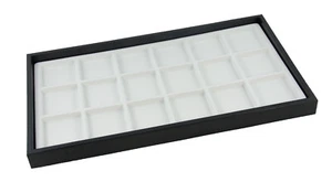 Bandeja de exhibición de contador de joyería apilable de plástico negro 1in Inserto profundo y blanco - Imagen 1 de 16