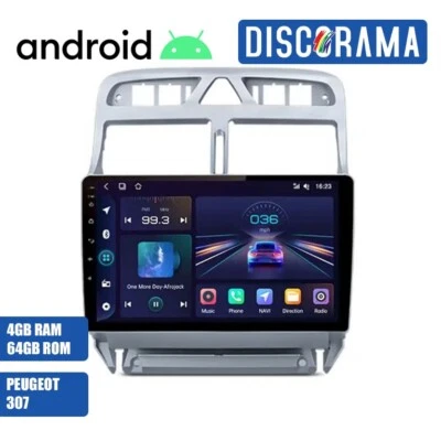 AUTORADIO ANDROID 4/64GB PEUGEOT 307 2002-2013 STEREO AUTO TOUCH 9" WIFI NAVI - Immagine 1 di 4