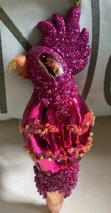"Adorno de loro de vidrio soplado rosa caliente 7""" - Imagen 1 de 6