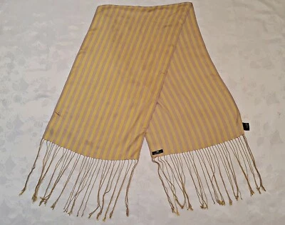 CACHECOL FEMININO LONGO VINTAGE AUTÊNTICO DIA BIRGER ET MIKKELSEN LISTRADO SEDA AMARELA - Imagem 1 de 4