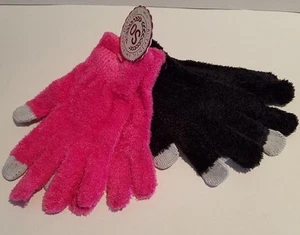 Girls So Brand Pink & Black 2 pair Magic Gloves Fingertip texting Size M/L 7-16 - Picture 1 of 2