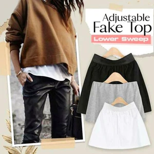 Mini Skirt Shirt Extenders Hack Adjustable Layering Fake Top Lower Sweep White - Picture 1 of 12